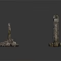 Miniature Model Scene Components With Metal Railings And Fence Structures