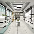 Modern Open Store Interior Design With White And Black Shelves Display Cabinets And Lighting