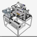 Automated Industrial Equipment With Mechanical Arm Conveyor Belt And Control Panel