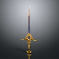 Ornate Decorative Sword With Golden Phoenix Hilt And Vibrant Blue Blade