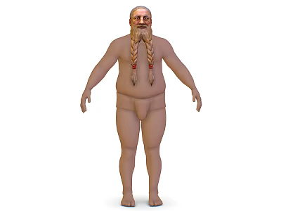3D Human Character Model With Braided Beard And Minimal Clothing Design 3d model