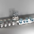 Transparent And White Display Shelves With Cylindrical Square Design For Small Items 3d model