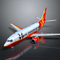 Stylish Passenger Plane With Red Yellow Flame Decorations And Panda Images On White Body