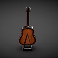 Classic Acoustic Guitar With Brown Sunburst Finish On Wooden Stand