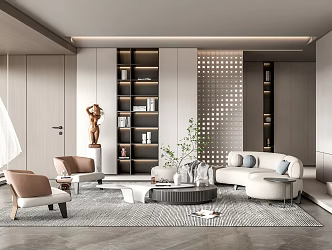 Modern Living Room Sofa Coffee Table Combination Sculpture Decoration Leisure Chair Partition Screen Multiplayer Sofa Fireplace 3d model