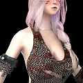 Female Game Character With Pink Gradient Hair Chainmail Outfit And Backless Design