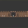 3D Rendered Landscape With Brick Walls Grid Ground And Chess Like Elements