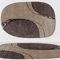 Modern Square Rug With Abstract Curved Patterns In Brown Tones For Living Room Decor
