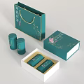 Elegant Green Flower Tea Gift Set With Boxes Cans Shopping Bag And Floral Pink Patterns