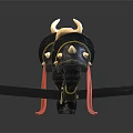 Detailed Horned Mythical Creature Characters In Black Armor With Red Capes And Gold Accents