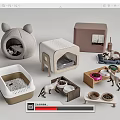 Stylish Pet Supplies Including Cat Beds Litter Boxes Feeding Bowls And Toys