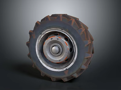 Heavy Duty Rubber Tire With Deep Tread Pattern And Metal Wheel Rim Structure Design 3d model