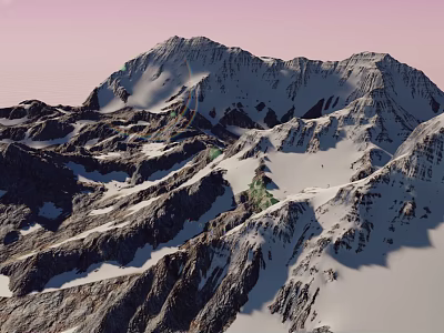 Scenic Alpine Mountain Landscape With Snow Capped Peaks And Rugged Terrain 3d model