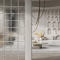 Elegant Contemporary Wall Design With Decorative Metal Grilles And Mirror Panels In Living Area