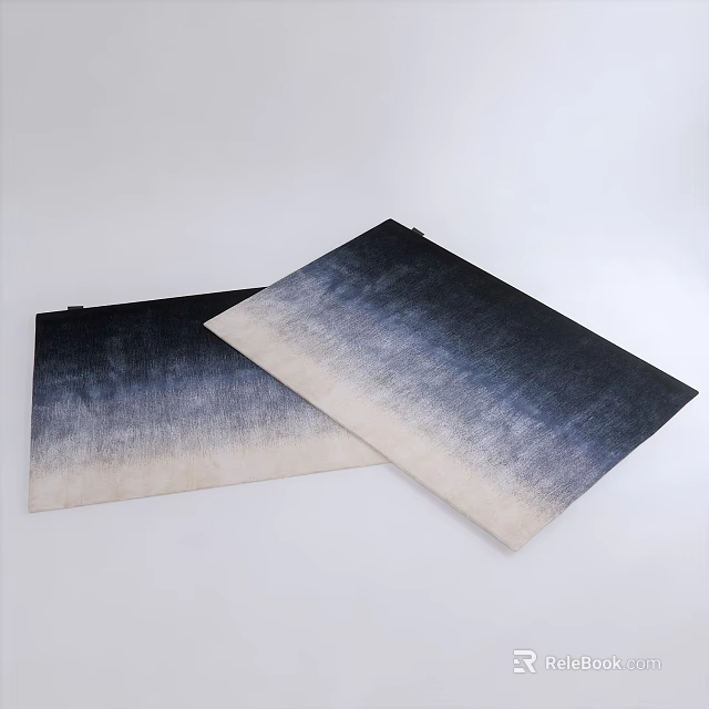 Modern Square Carpets with Gradient Blue Gray Color and Soft Texture 3d model