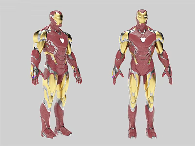 Iron Man Game Movie Character With Red And Gold Armor Design Two Views 3d model