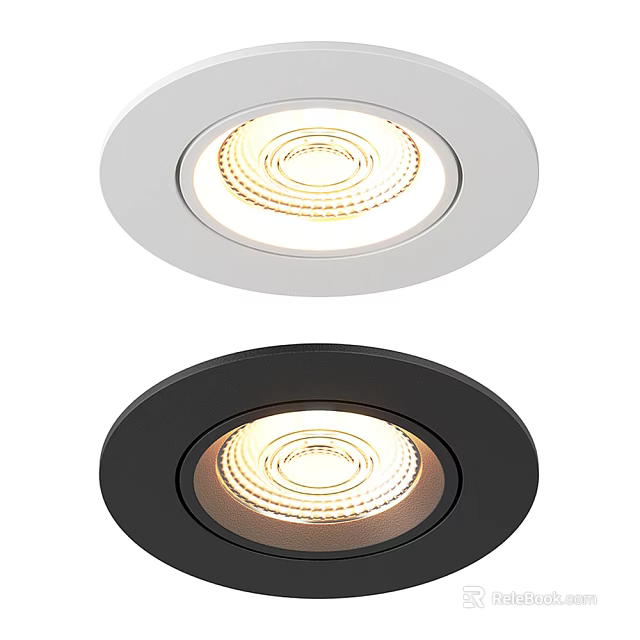 White and Black Recessed Downlight Spotlights with Modern Design and Bright Lighting 3d model 