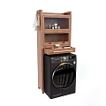 Wooden Storage Cabinet With Drawers And Shelves For Laundry Room Black Washing Machine