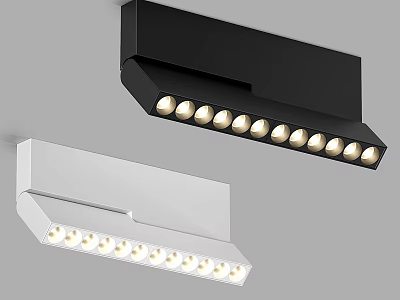 Modern Black and White Downlights Spotlights with Sleek Design and Multiple LED Bulbs 3d model