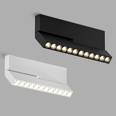 Modern Black and White Downlights Spotlights with Sleek Design and Multiple LED Bulbs 3d model