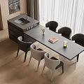 Modern Dining Table And Chairs Set With Gray Tabletop And Sleek Seats In Bright Sunlit Space