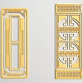 Intricate Golden Carved Designs With Long Rectangular Shape And Symmetric Geometric Patterns 3d model