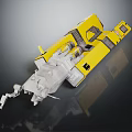 Yellow and Gray Modular Spacecraft Design Featuring Structural Components for Cosmic Missions 3d model