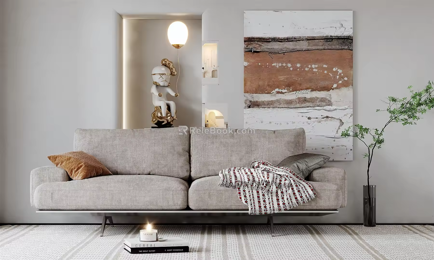 Modern double sofa multiplayer sofa 3d model