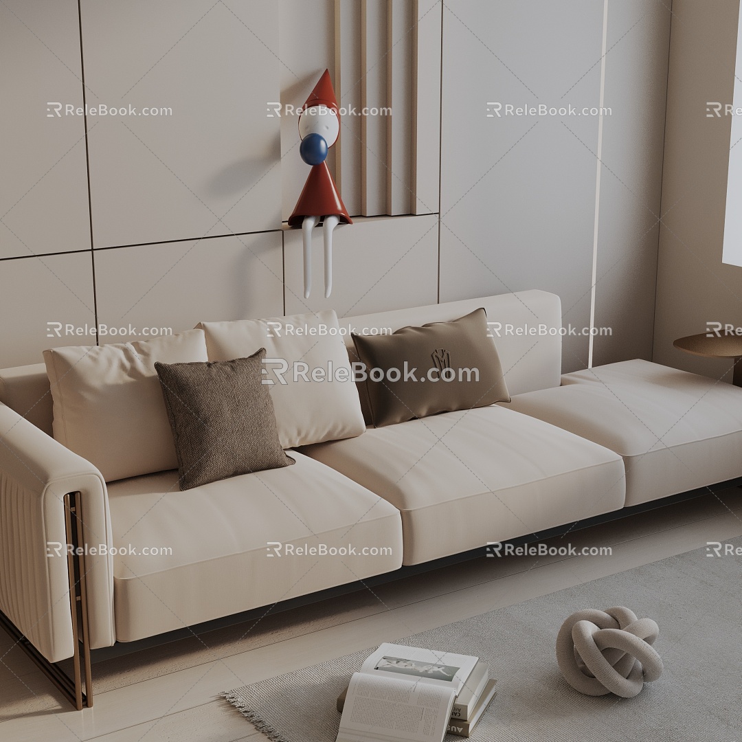 Modern three-seat sofa 3d model