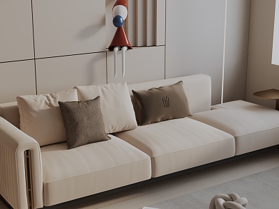 Modern three-seat sofa 3d model