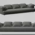 Upholstered Gray Multi Seater Sofa With Multiple Plush Cushions And Modern Design 3d model