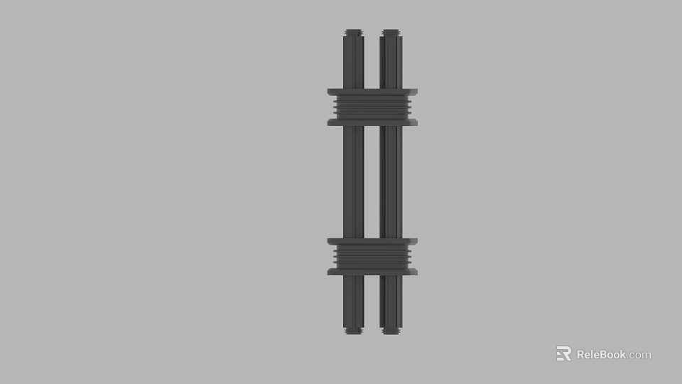 Black Vertical Structural Support Frame With Double Columns And Horizontal Connectors 3d model 