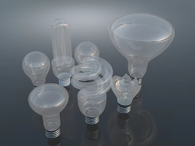 Transparent Glass Light Bulb Components With Various Shapes And Designs 3d model