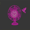 Vintage Electric Fan With Retro Clock Design And White Dove Decoration