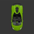 Vibrant Green Convertible Sports Car With Streamlined Body Black Interior And Rear Spoiler