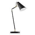 Modern Minimalist Table Lamp With Black Shade Adjustable Metal Arm And Round Base