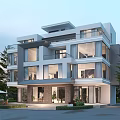 Modern Detached Villa Exterior Design With Multi Story Large Glass Windows Balconies And Greenery Surroundings