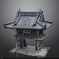 Traditional Chinese Classical Pavilion With Tiled Roof And Decorative Eaves Design