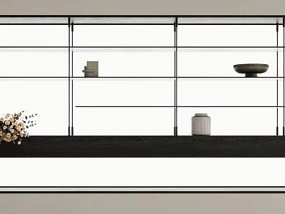 Modern Wall Mounted Shelving Unit With Multiple Shelves And Decorative Items 3d model