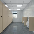 Public Restroom Modern Design With Clean Environment Marble Sink Counter Large Mirror Recessed Ceiling Lights