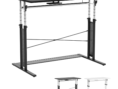 Adjustable Height Office Desk And Chair Set With Metal Frame And Multiple Desktop Colors 3d model