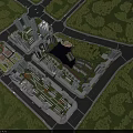 Urban Aerial View Planning Featuring High Rise Buildings Green Areas and Road Layouts