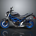 Stylish Modern Black Motorcycle With Blue Wheels And Sporty Frame Design