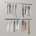 Clothes Hanging On Racks In Two Rows With Various Colors And Styles 3d model