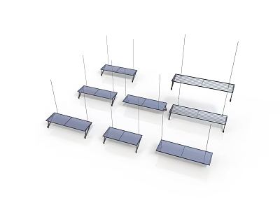 Multiple Modern Hanging Metal Shelves For Home Storage And Display Furniture 3d model