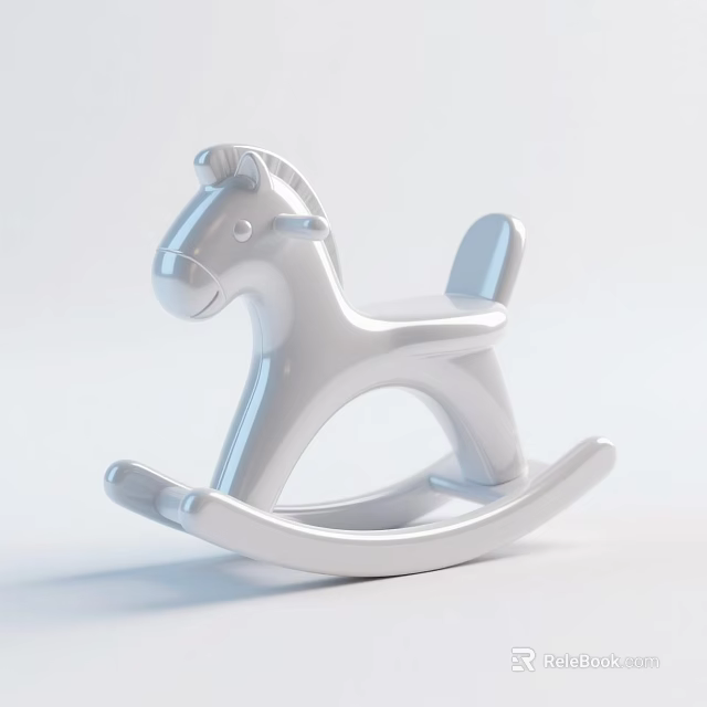 White Rocking Horse Toy For Children With Smooth Surface And Classic Design 3d model 