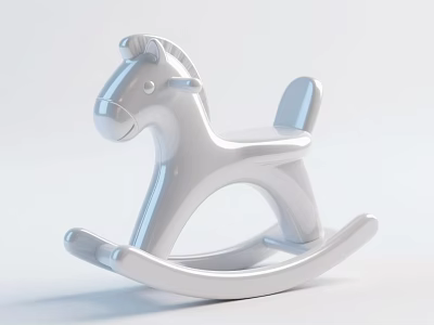 White Rocking Horse Toy For Children With Smooth Surface And Classic Design 3d model