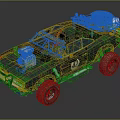 Rusty Modified Vintage Muscle Car With Roof Spare Tire Off-Road Tires And Side Number 42