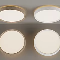 Modern Circular Ceiling Lights With Wood And White Frames And Bright Illumination 3d model