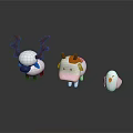 Cute White Animal Toys With Brown Antlers Cow And Chicken Figures